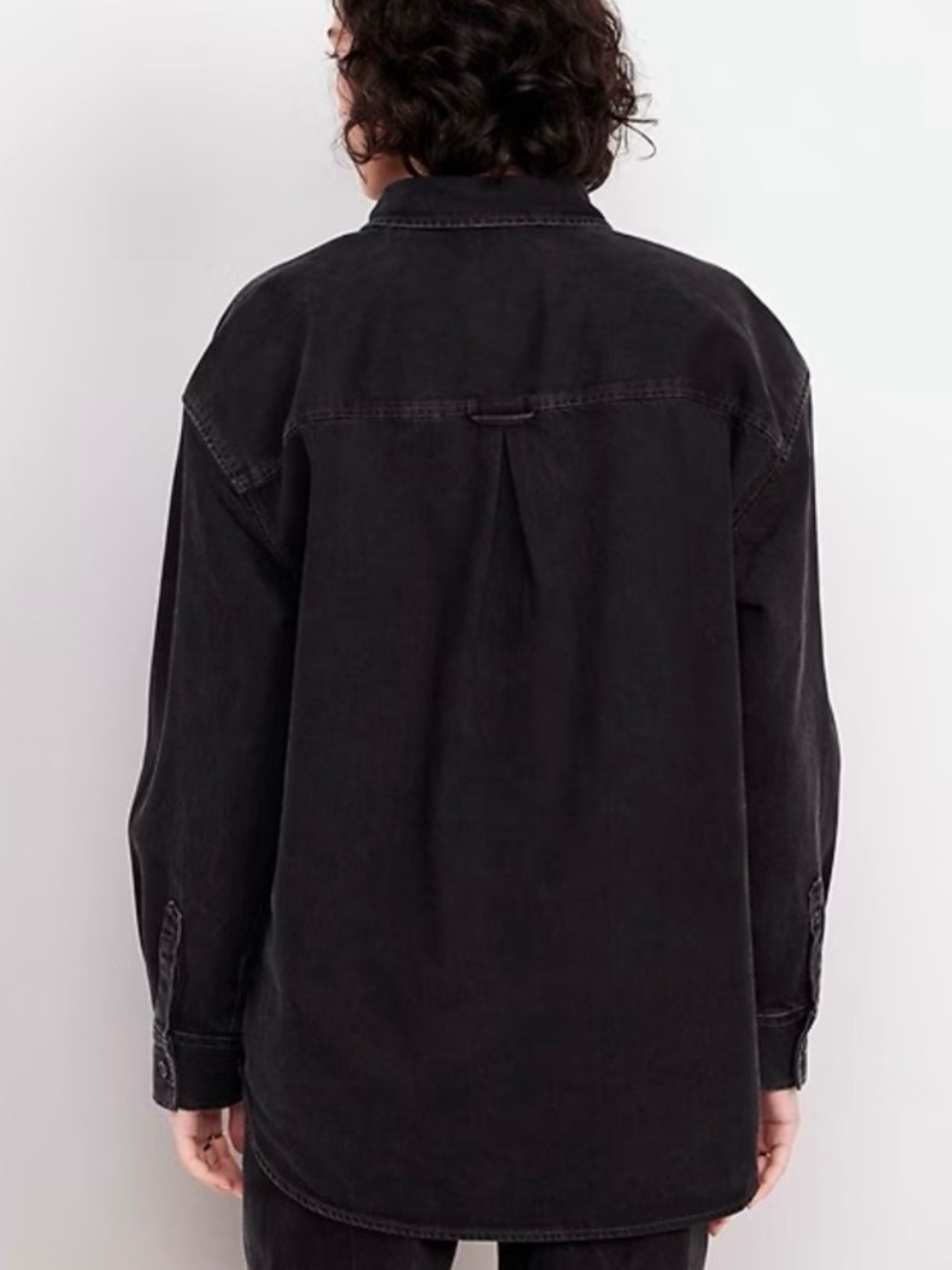 🆕 Black Denim Button Up Boyfriend Shirt Old Navy - Picture 2 of 9